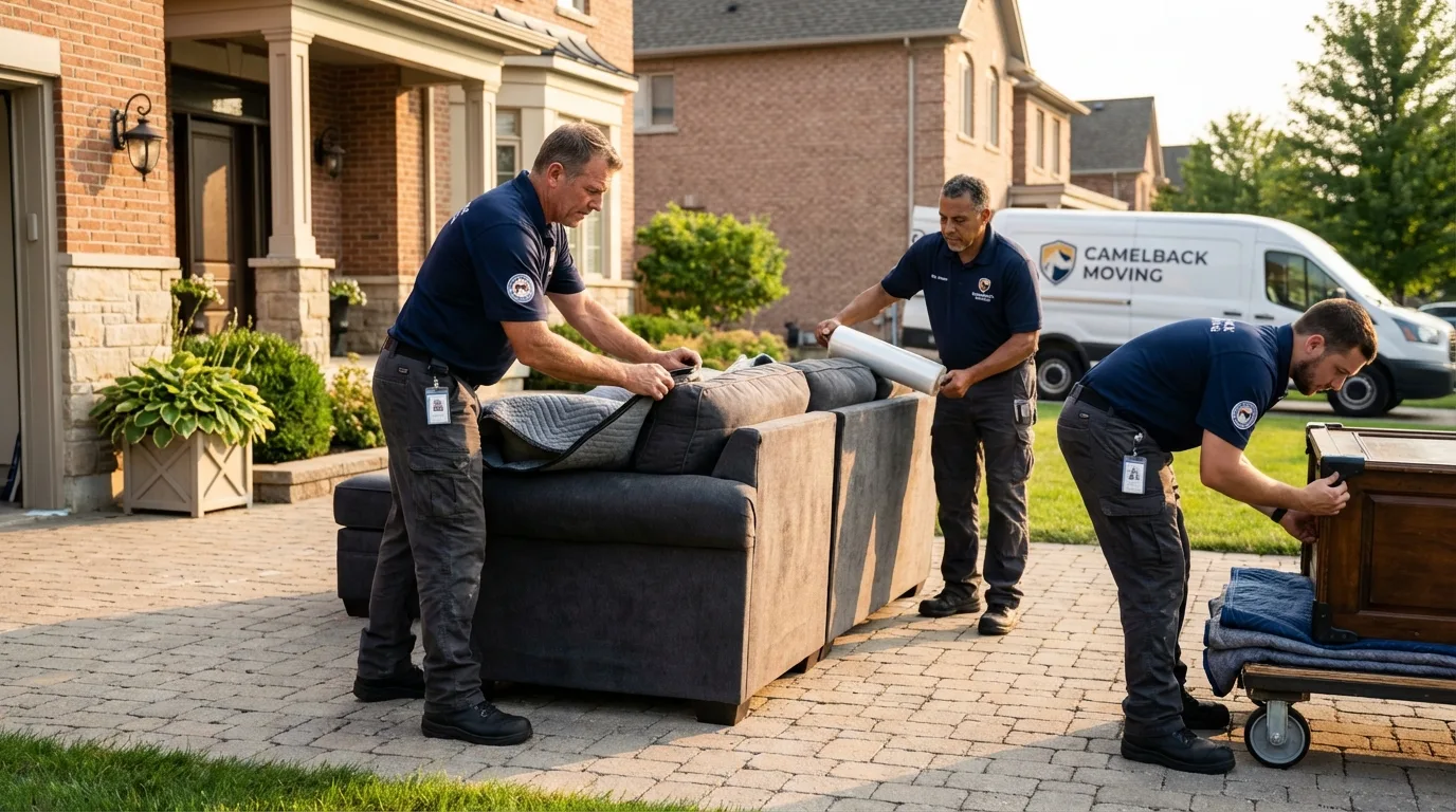 Large estate moving crew wrapping furniture in Sardis, GA