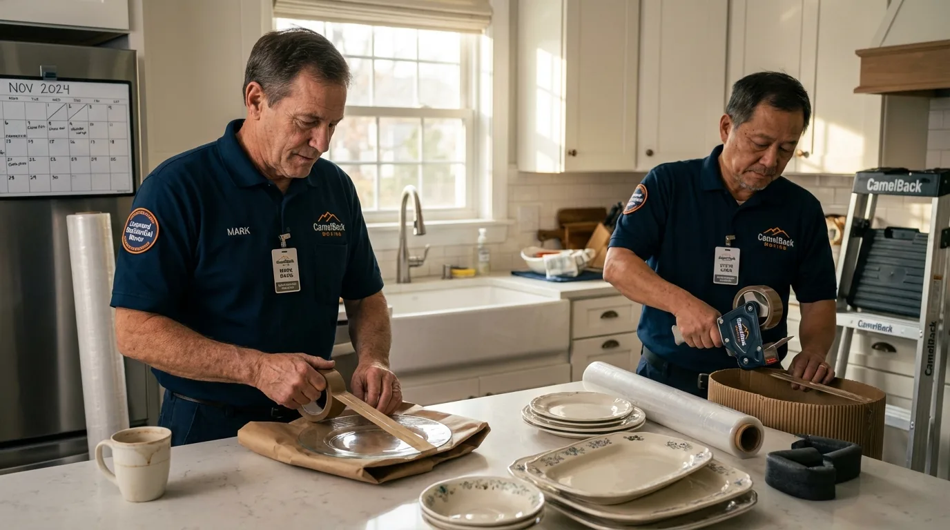 Professional crew packing kitchen dishware in Sardis, GA